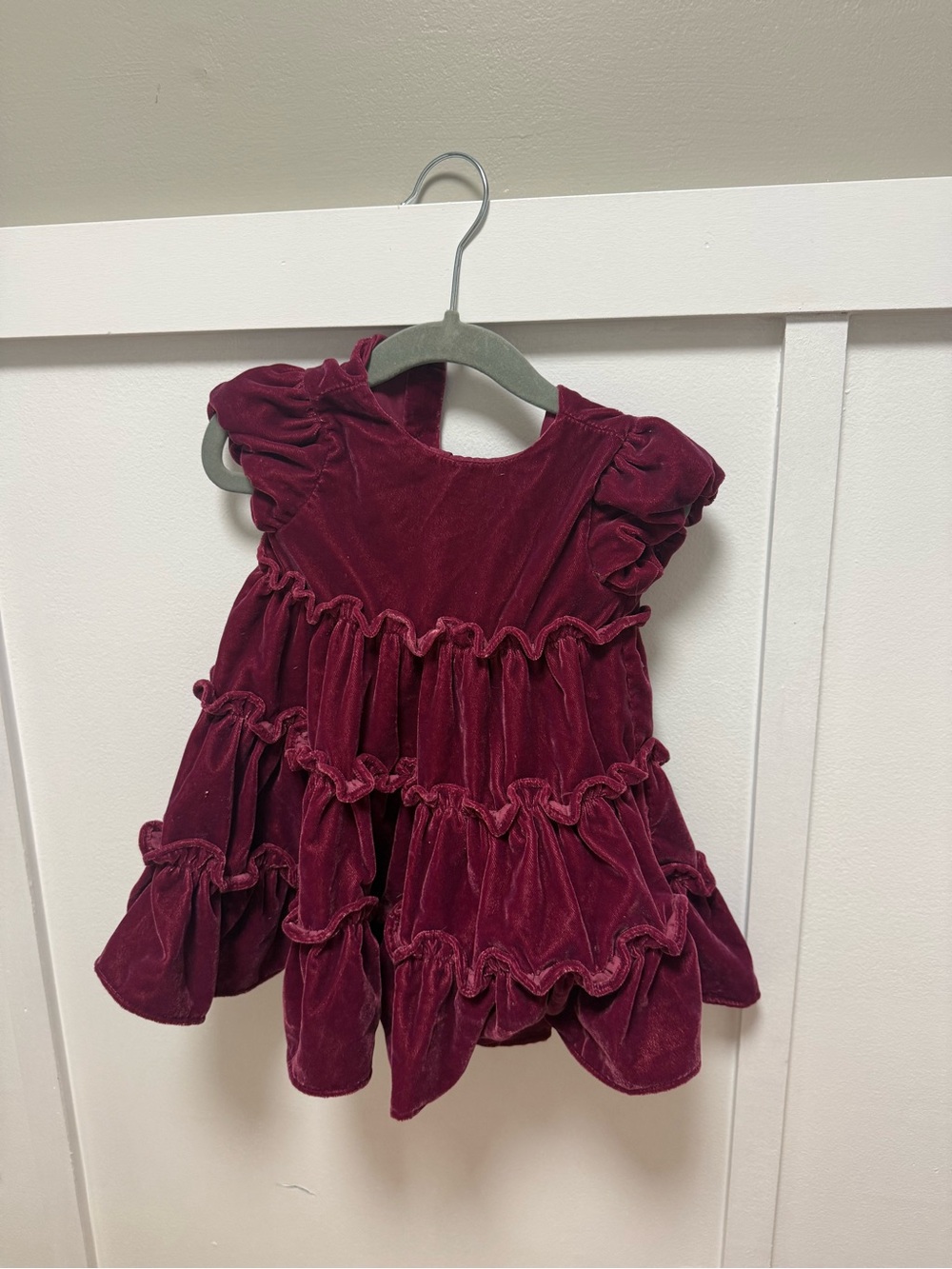 Janie and Jack Burgundy Velvet Ruffle Dress